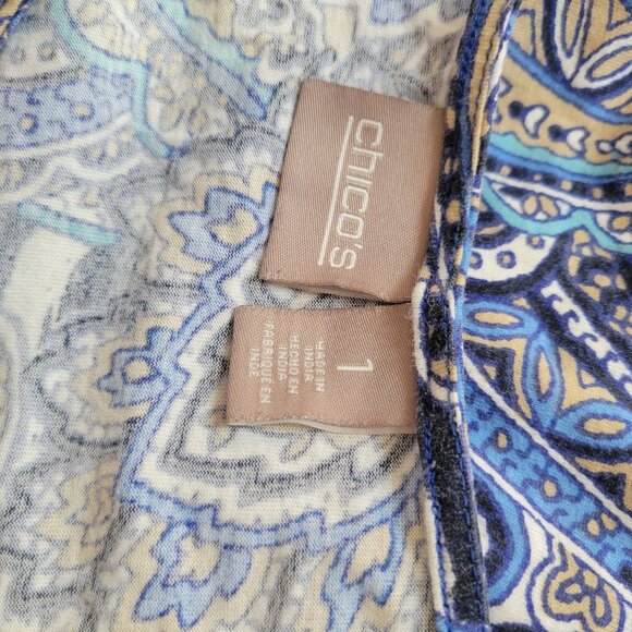 Chicos Womens Paisley Print 3/4 Sleeve Top Size 1 Multicolor Small - Picture 4 of 4